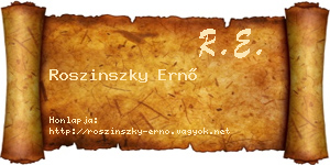 Roszinszky Ernő névjegykártya